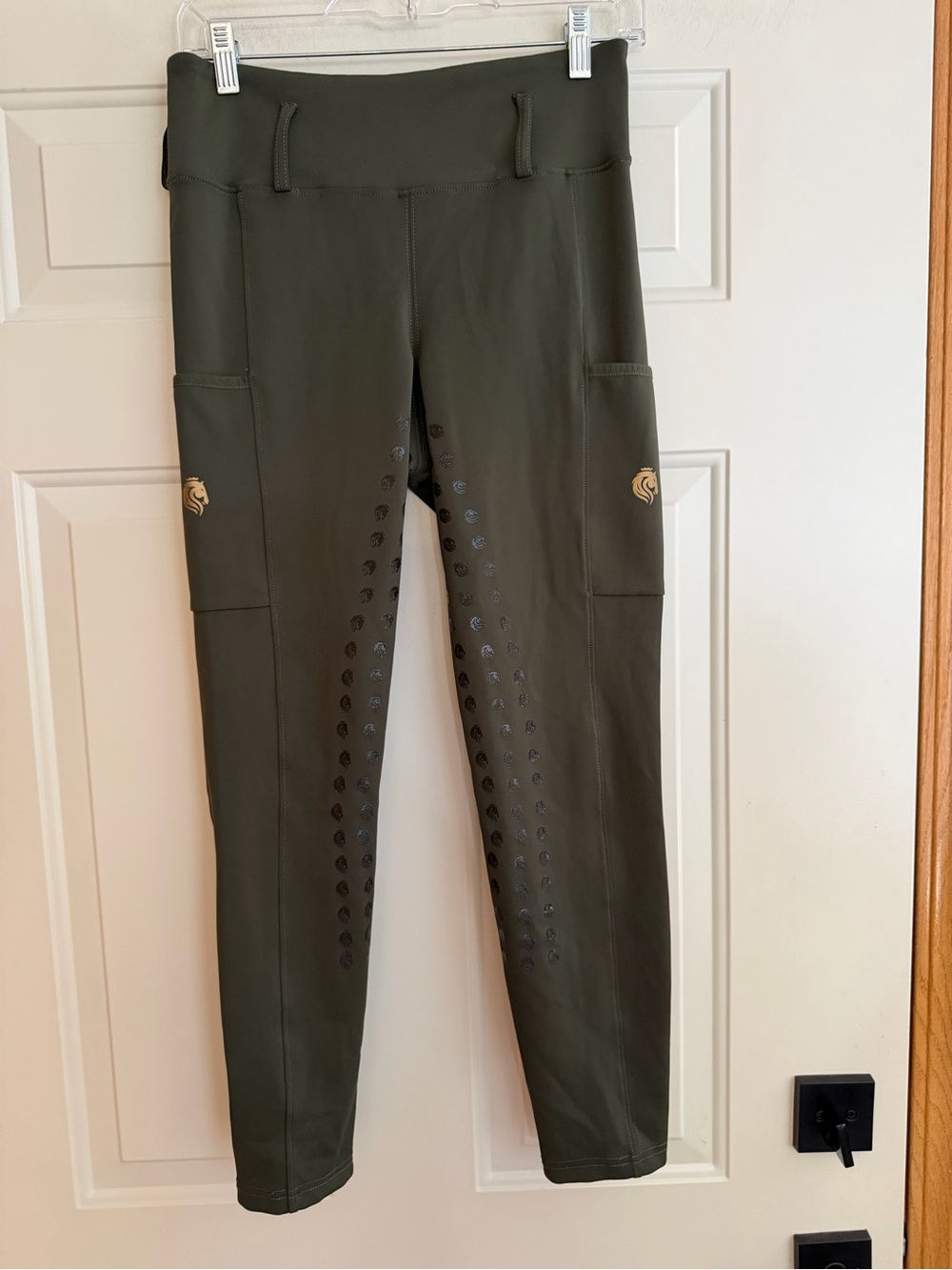 Equinavia Inga olive green fusion full grip hybrid tights breeches. Size medium